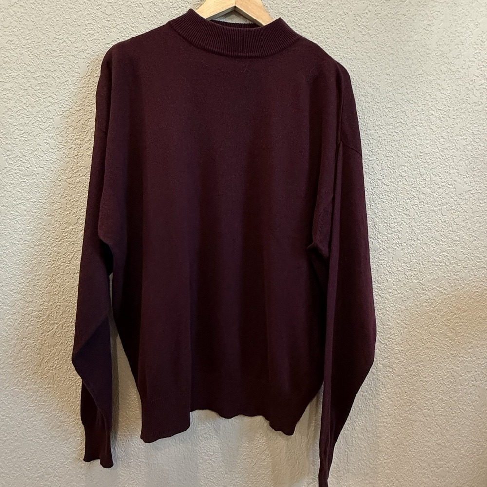 WinterSilks Silk Cashmere Mockneck Sweater Deep Plum Men's L